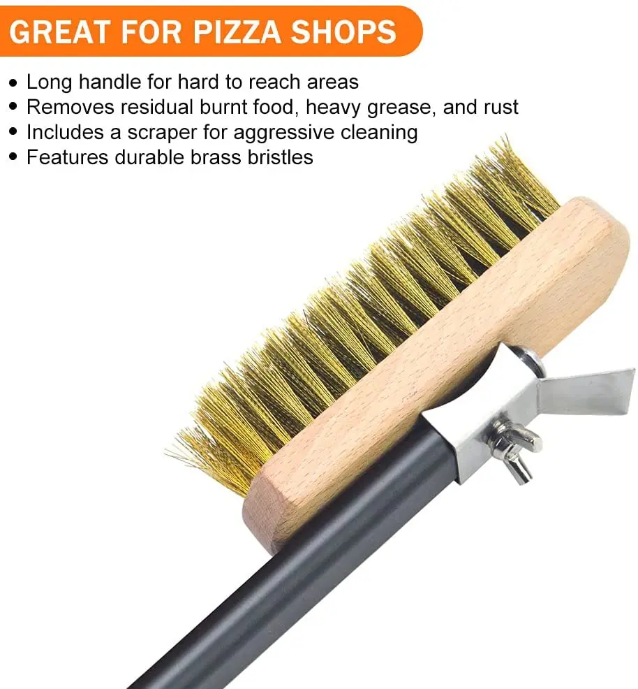 Professional Pizza Oven and Grill Cleaning Brush with 21-inch Aluminum Handle