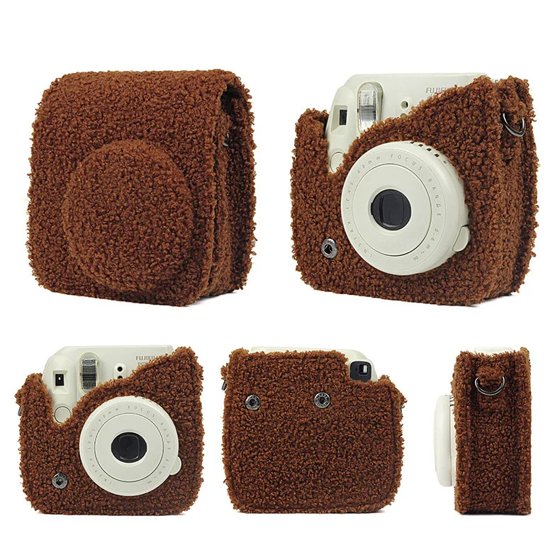 Мягкий короткий плюшевый чехол для камеры Instax Mini 8/8+/9, сумка для фотоаппарата Fujifilm Instax Instant, с плечевым ремнем, защитная сумка