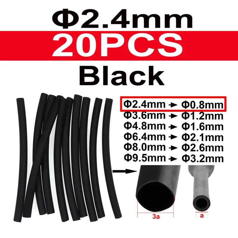 Black 2.4mm 20pcs Bimoo 20 шт. карп в соленой воде рыболовные снасти термоусадочная трубка с подогревом термоусадочная трубка морской рок рыболовные крючки с защитой от укуса трубки Seelve - Цвет: Black 2.4mm 20pcs