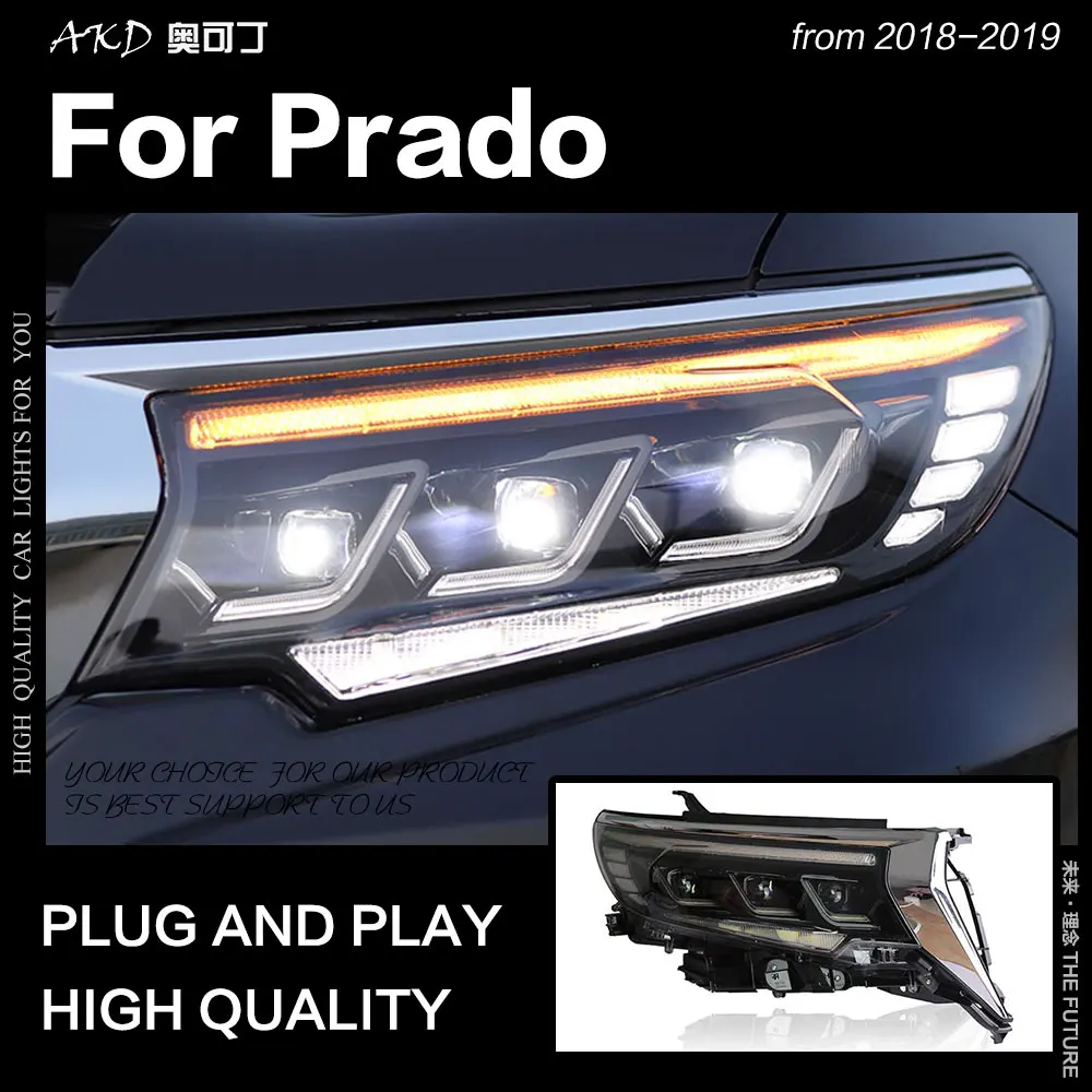 AKD автомобильный Стайлинг Головной фонарь для фары для Toyota Prado- Prado светодиодный головной светильник DRL все светодиодный светильник источник аксессуары