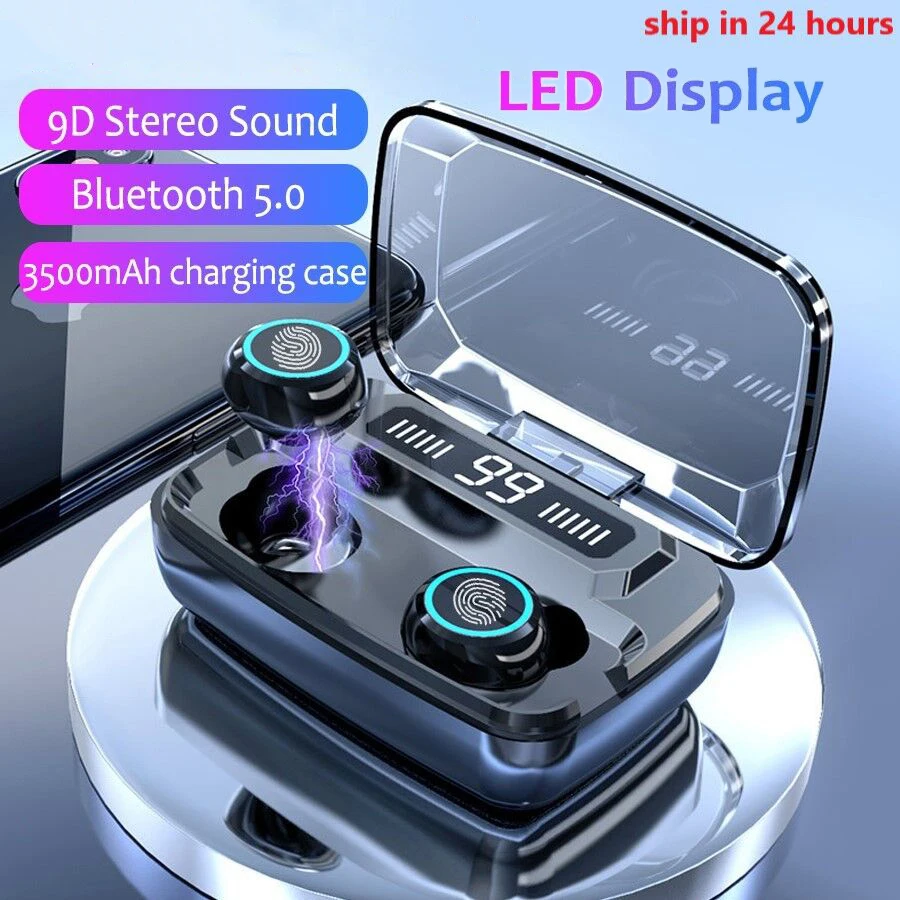 

Bluetooth Wireless Earphones V5.0 TWS Wireless Bluetooth Headphones LED Display With 3300mAh Power Bank Headsets With Microphone