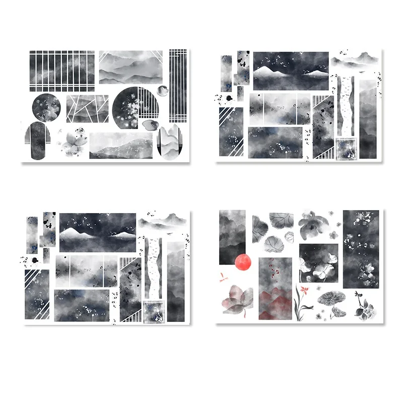 Mohamm 8Pcs Dreamland Ink Series Journal Stationery Flakes Scrapbooking DIY Decorative Stickers - Цвет: A
