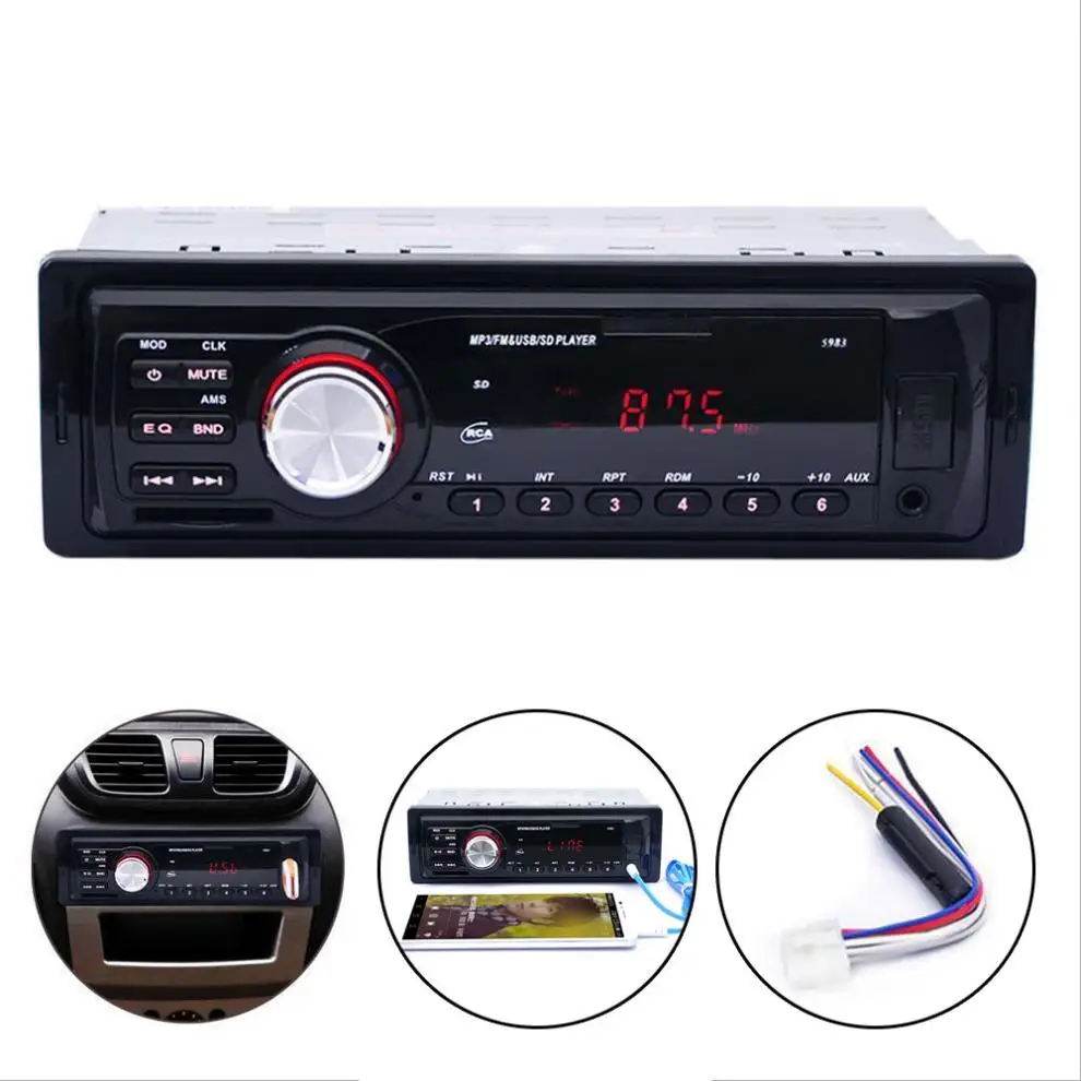 5983 1 DIN In-Dash автомобильный стерео аудио FM Aux вход приемник SD USB MP3 WMA радио плеер