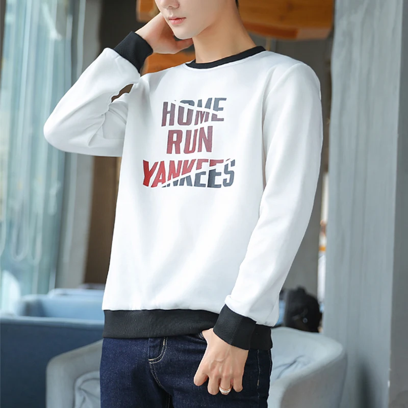 Letter Print O neck Oversized 2019 Autumn Winter men T shirt long Sleeve plus size 3xl Korean style minimalist student clothes Letter Print O neck Oversized 2019 Autumn Winter men T shirt long Sleeve plus size 3xl Korean style minimalist student clothes