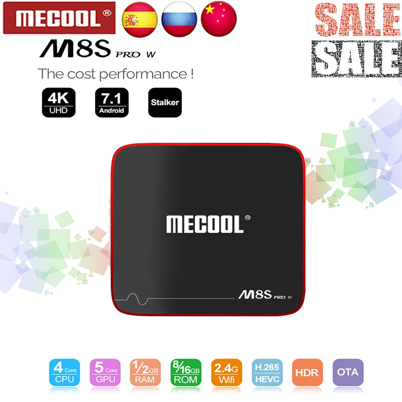 Mecool приставка M8S Pro W Android 7,1 Smart tv Box S905W четырехъядерный процессор 2 ГБ+ 16 Гб Поддержка 2,4G беспроводной Wi-Fi медиа-бокс