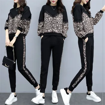 

Fashion women Clothes Set Lace Patch Hoodie Sweatshirt Tops+ Pants women Casual Sport Wear Tracksuit Two Piece Suit