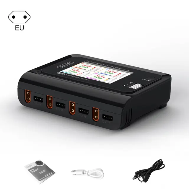 ToolkitRC M4Q 4x50w 5A AC 100W 4 DC XT60 Ports Smart Charger 32 Bit ARM IPS Bright Clear Wide Angle Display