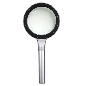 

GTBL 85mm 2.5X/5X Multifunctional Magnifier Portable Handheld Glass Loupe Magnifying Tool with 12 LED Light