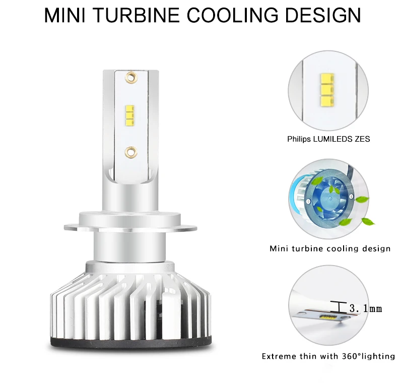 GZ KAFOLEE 2 предмета автомобильные лампы для передних фар H7 светодиодный мини H1 H4 H3 H11 светодиодный H8 H9 9005 9006 6000K 10000lm EMC LUMI светодиодный S чипов Philips