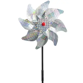 

10pcs/set Bird Repellent Pinwheels Reflective Sparkly Pin Wheels Bird Deterrent for Garden Lawn Courtyard Decorations