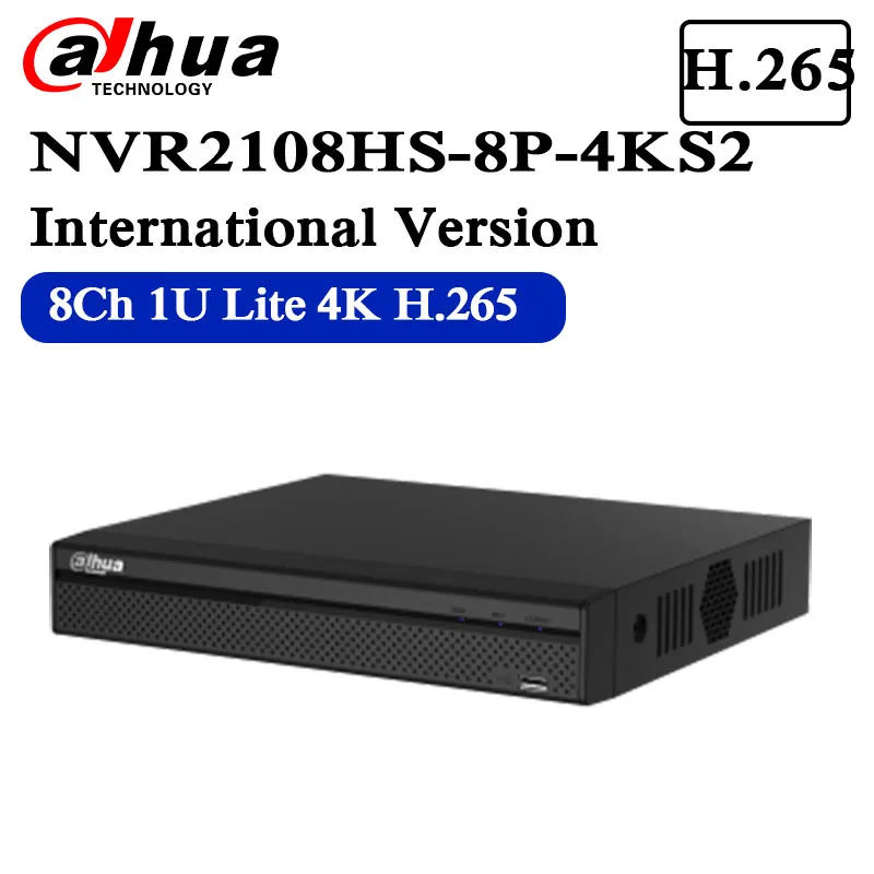

DHL free shipping Dahua NVR2108HS-8P-4KS2 8CH with 8POE ports support 8MP Resolution 4K Network Video Recorder