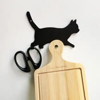 

Home Kitchen Metal Hooks Cat-Shaped Back Adhesive Traceless Wall Hook Keys Towel Hanger Organizer