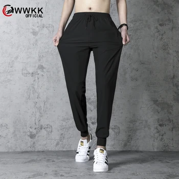 

WWKK New Sweatpants Men's streetwear Pants Fashion Pencil linen Pants Men Full Length Drawstring Trousers For Men Casual Pants