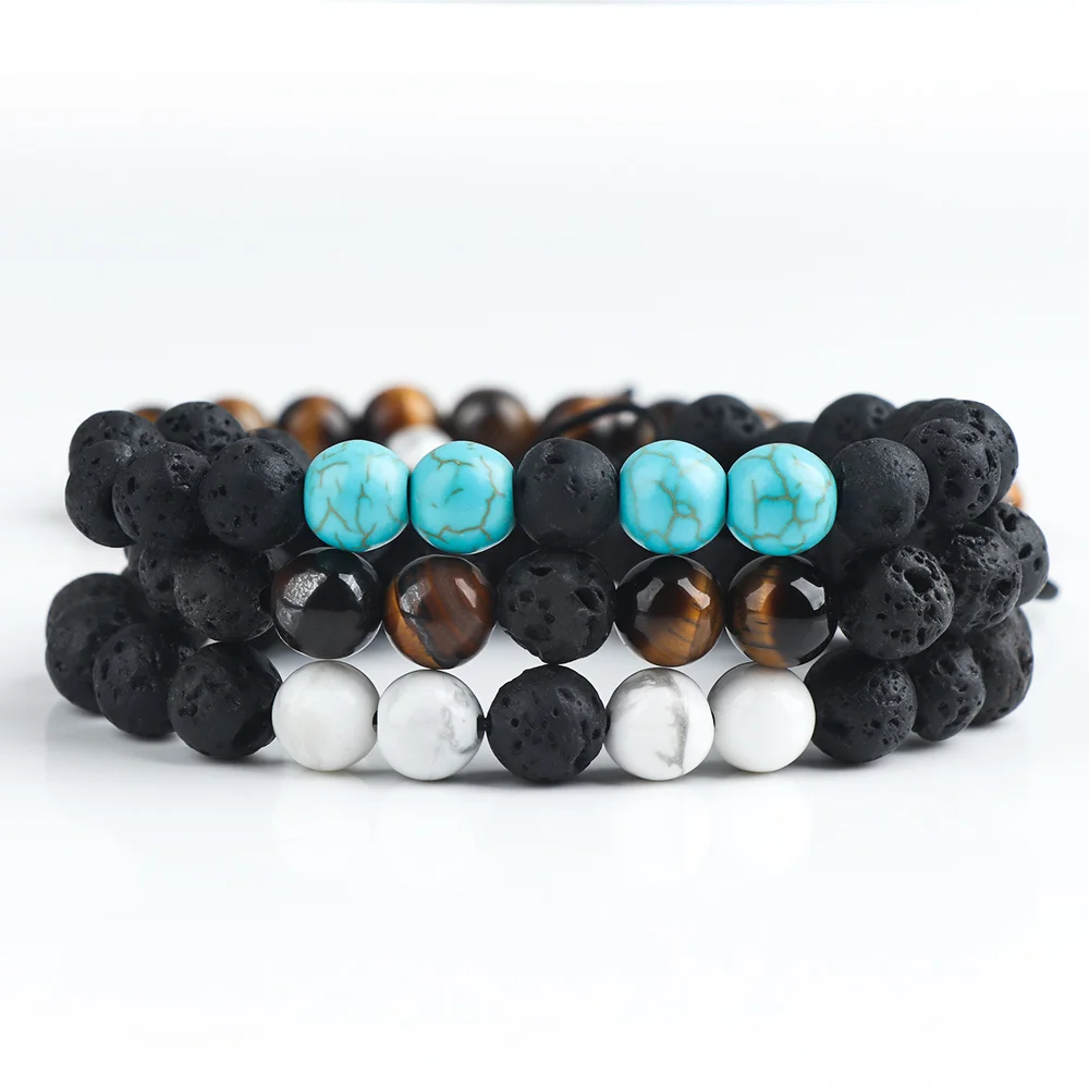 Fashion Volcanic Rock Beaded Bracelet Charming Popular Natural Stone Adjustable Bracelet Unisex Jewelry For Women Man Gifts
