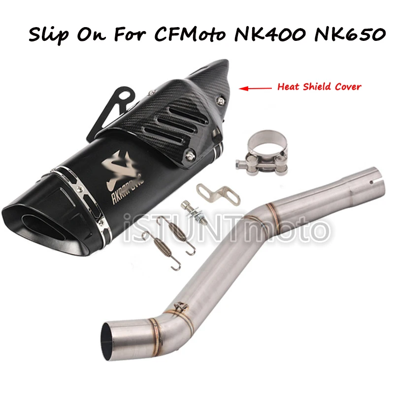 Слипоны для CFMoto 400NK NK400 650 NK650 650NK мотоцикл модифицированный скутер среднего звенья трубы полная система с Akrapovic выхлопной - Цвет: C