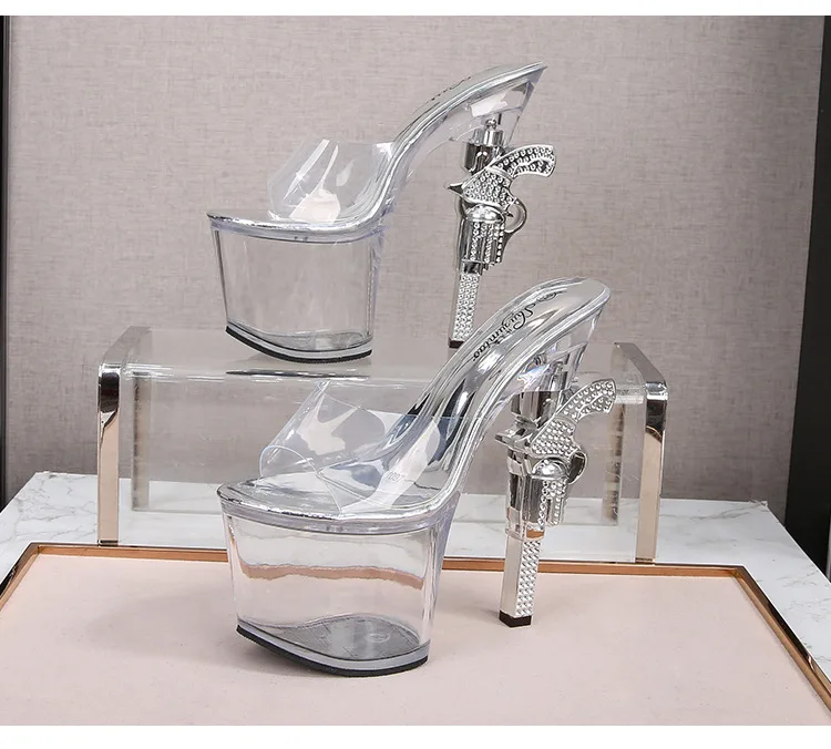 

34-43 Special-Shaped 18cm Height Crystal Wedge Slippers Women's Summer 2021 Waterproof Platform Thick Bottom LFD