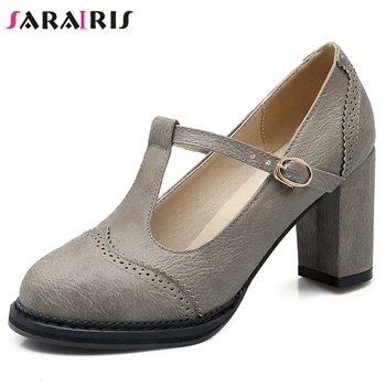 

SaraIris High Chunky Heel Ol Sandals Women Concise Fretwork Sandals Ladies Summer Autumn Elegant t-strap Shoes