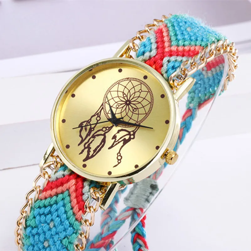 Ручной работы плетеный Ловец снов часы для браслетов дружбы наручные часы женский веревочный кварцевые часы Relogio Feminino