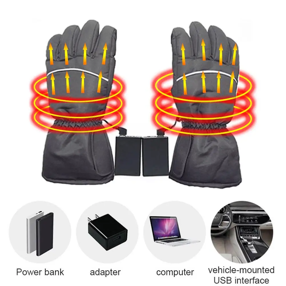 4,5 V/5 V 4,5 w USB электрическое отопление палец перчатки толстые теплые зимние моющиеся перчатки для приготовления пищи на воздухе Применение для катания на лыжах под открытым небом в байкерском стиле
