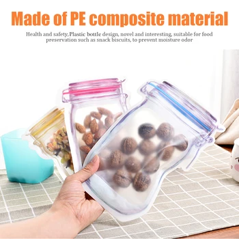 

20pcs 40pcs Food Container Plastic Bag Clear Bottle Modeling Zippers Storage Snacks Plastic Box Wholesale