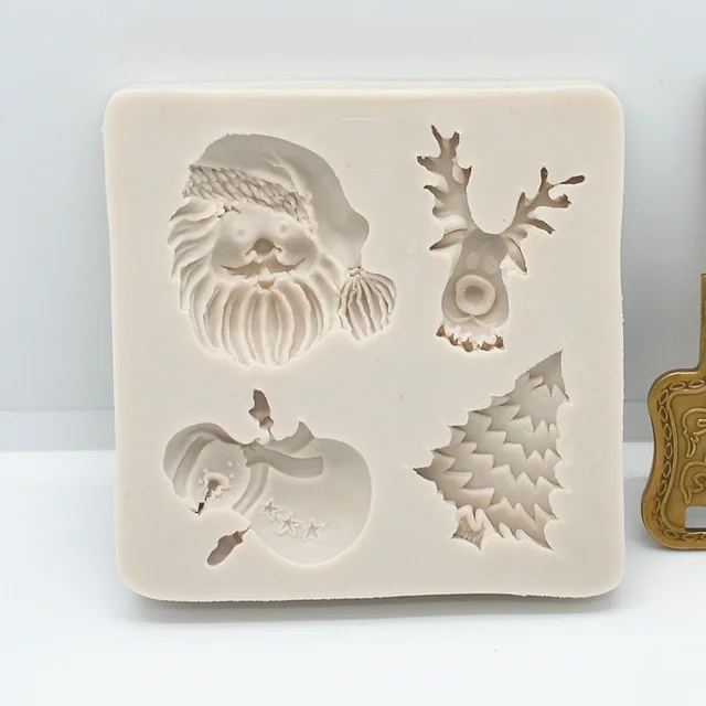 Karácsonyi Szarvas Hóember Fa Alakú Szilikon Gyanta Penész Torta Díszítő Sütőszerszám Diy Csokoládé Cukorka Tészta Fondant Formák - Image 3