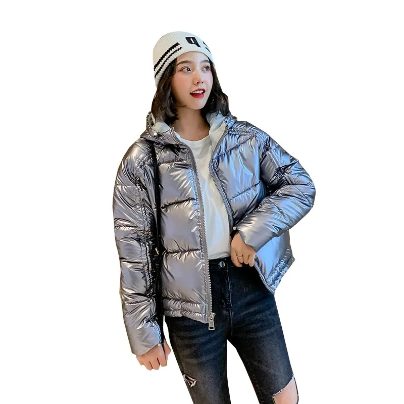 Online Celebrity Dongdaemun Bright Surface down Jacket Cotton-padded Clothes Women's Short down Coat New Style Winter CHIC