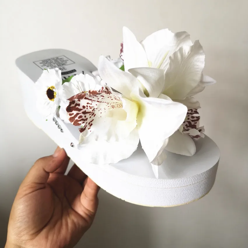 HAHAFLOWER/ г. Летние модные женские шлепанцы с красивым цветком орхидеи, милые Вьетнамки, большие размеры 35-44