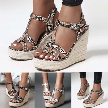 

Summer Buckle Women's Sandals Velvet Flock Fashion high Heel Platform Open Toes Women Sandals Shoes Drop Shipping HOT SALE