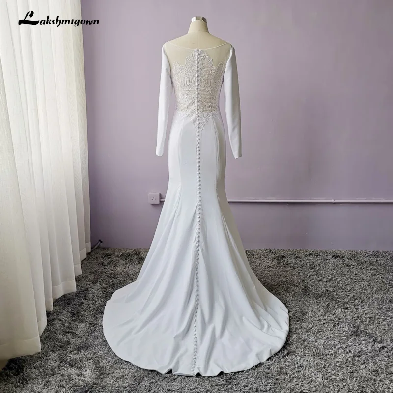 Lakshmigown 2020 белое свадебное платье Русалка свадебное с длинными рукавами платье Vestido De Noiva развертки/щетка пышное свадебное платье со шлейфом