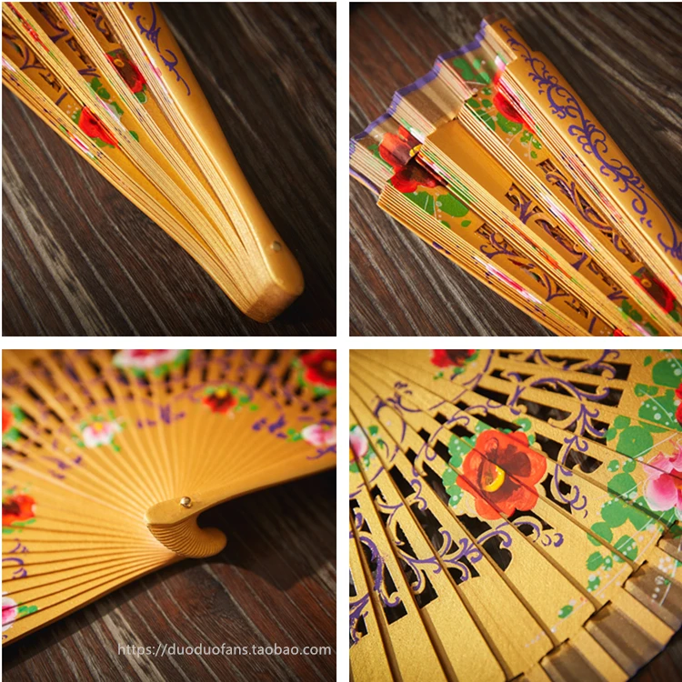 Fall New Xiangsi Style- Cloth Edge Painted Fan Hand Painted Spanish Fold Style Fans Wood Fans Custom Dance Fans
