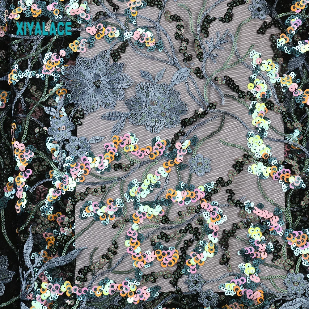 African Lace Fabric French Sequins Lace Fabric Women Wedding Dress High Quality Lace Nigerian Tulle Lace Fabric YA3148B-2