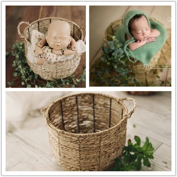 

Newborn Photography Accessories Photo Shooting Props Baby Infant Vintage Woven Basket Recién Nacido Woven Accessories