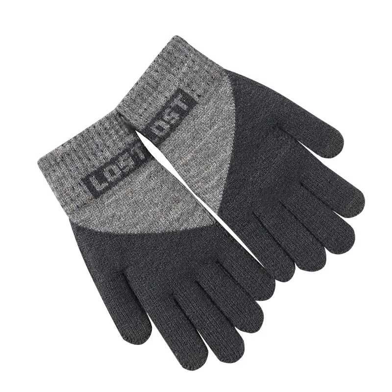 

Thicken Winter Gloves Men Knitted Fluff Wrist Mittens Warm Wool Cashmere Touch screen Gloves