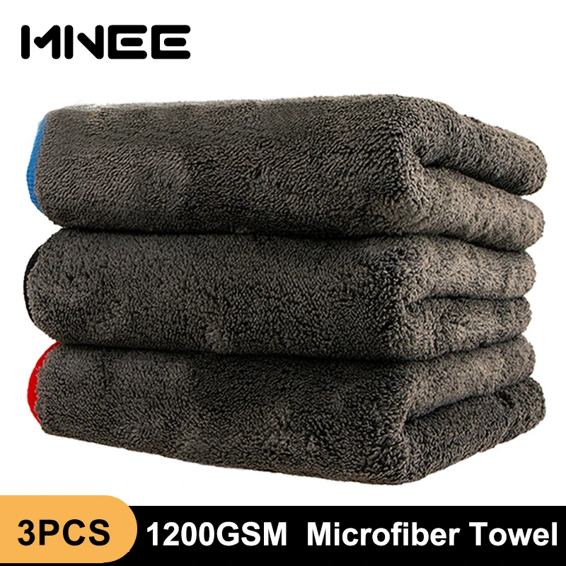 1/2/3pcs 1200gsm Car Detailing Microfiber Towel 60*90cm Car