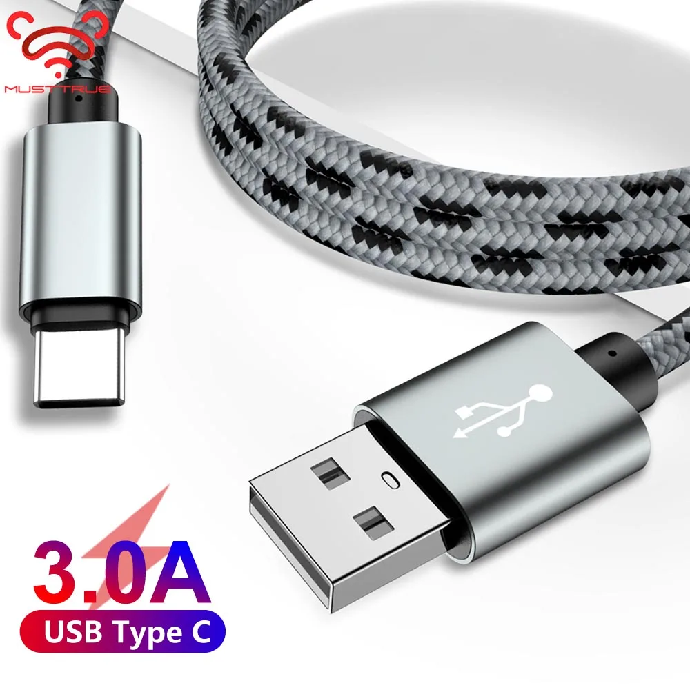 MUSTTRUE usb type-C кабель для Xiaomi mi9 huawei P20 USB C кабель для samsung S10 кабель для быстрой зарядки телефонов кабель для передачи данных USBC кабели