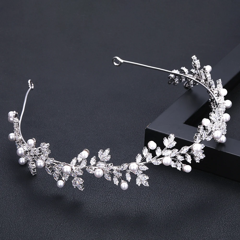 jankelly Crystal Ladies Wedding Headpieces With cube zircon Wholesale Bridal Hair Accessories Headdress Bridal Hair Tiaras