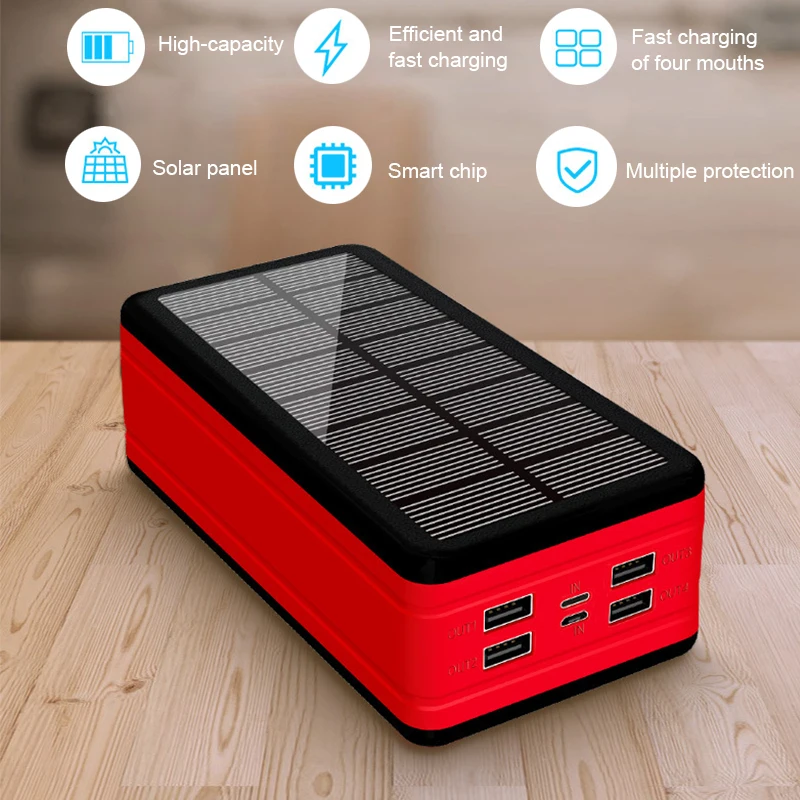 99000mAh Solar Power Bank High Capacity Portable Charger 2USB External Battery Outdoor Waterproof Power Bank for Samsung Xiaomi powerbank 30000