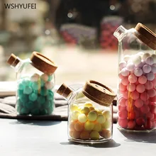 Пробковый резервуар для хранения, прозрачные запечатанные банки, портативные, для путешествий, для дома, для хранения, чайные конфеты, печенье, хранение кофейных зерен чайный заварник