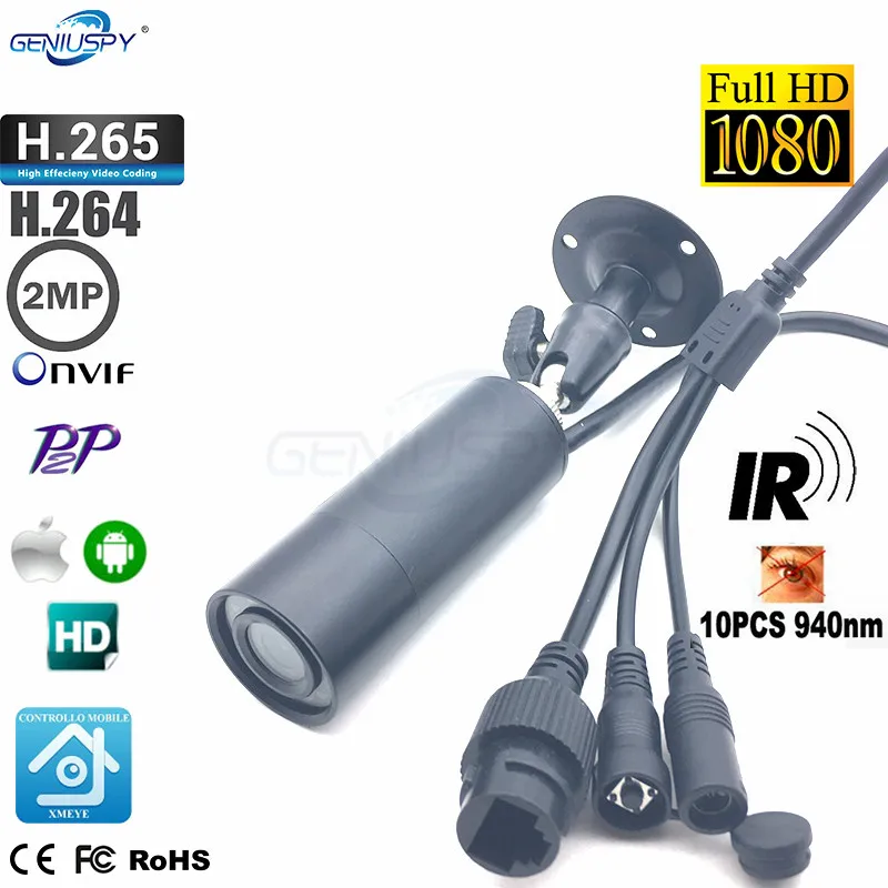 Mini Cctv Video Telecamera Bullet Ip Remota Per Visione Notturna A Infrarossi Ir 940Nm In Metallo Antivandalo Per Rilevamento Movimento Auto Robot