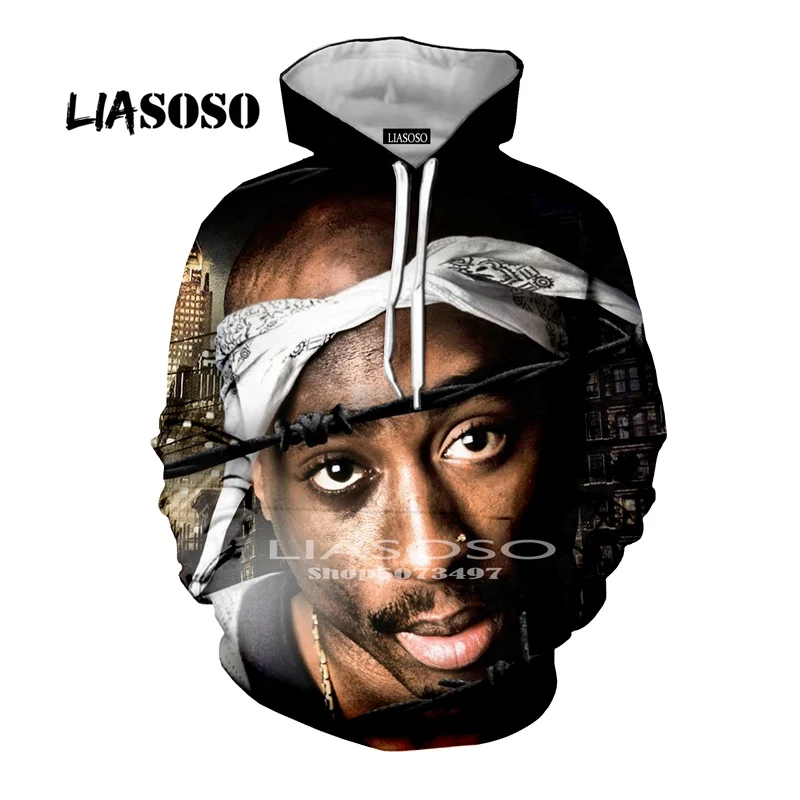 LIASOSO рок певец для мужчин и женщин толстовка толстовки с 3D принтом 2pac Тупак Шакур с длинным рукавом мужская Повседневная Толстовка забавная уличная одежда