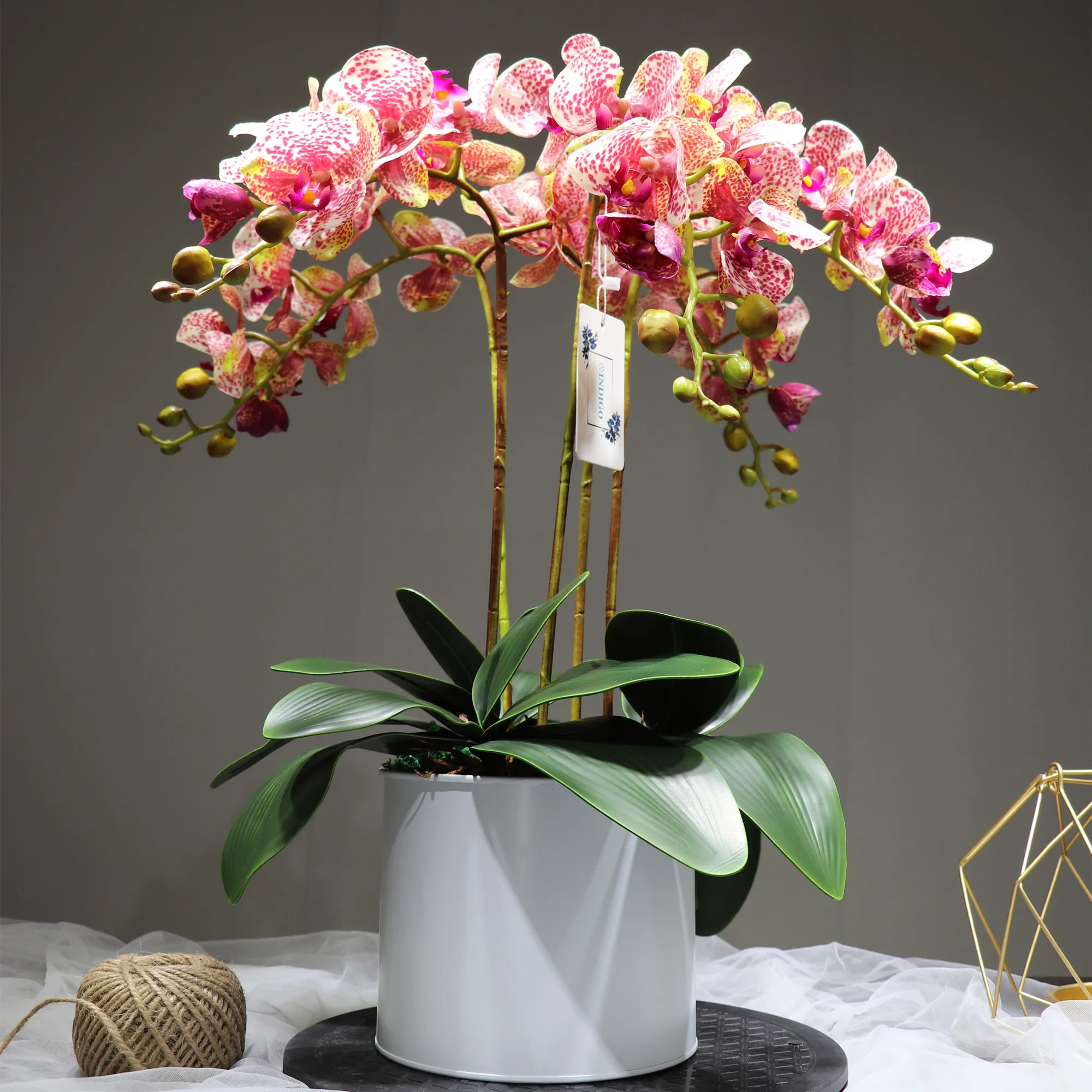 1 Set With Pot Moth Orchid Flower Arrangment Real Touch Office Table Decoration Wedding Party Event Hotel Centerpiece INDIGO
