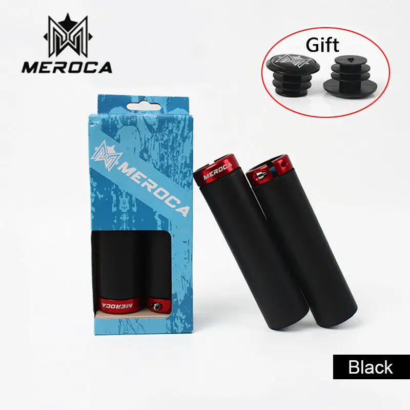 Black MEROCA MTB ручки велосипедный запираемый силиконовый 22,2 мм горный велосипед рукоятка для руля Superlight велосипедные аксессуары 1 пара - Цвет: Black