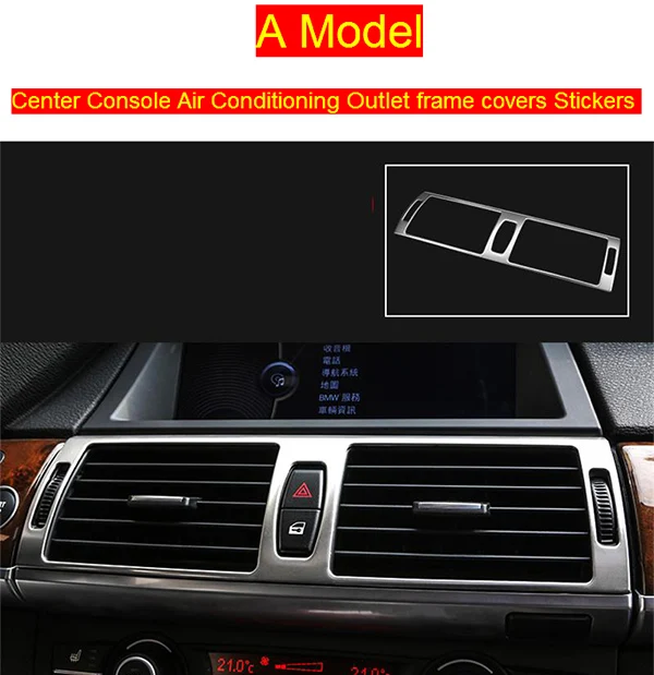 Автомобильный Стайлинг кнопки интерьера Панель рамка украшения крышки отделка наклейки для BMW x5 x6 e70 e71 Нержавеющая сталь Авто аксессуары - Название цвета: A Model Silver