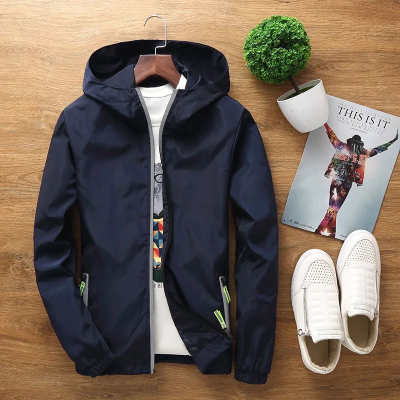 Windbreaker Jacket Male 6XL 7XL New Fashion Zipper Reflective Jacket Men Windbreaker Casual Hooded Thin Jacket Coat Windbreaker Jacket Male 6XL 7XL New Fashion Zipper Reflective Jacket Men Windbreaker Casual Hooded Thin Jacket Coat