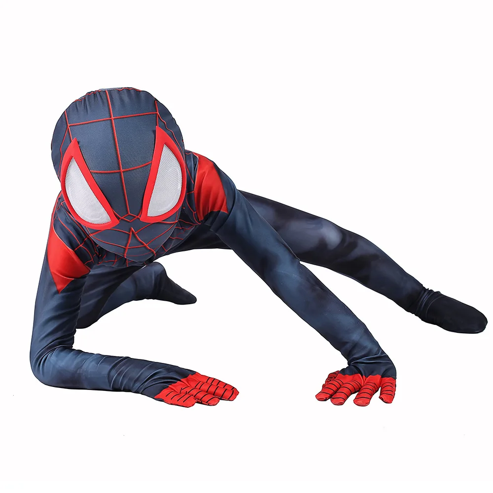 Для маленьких мальчиков с человеком-пауком в Spider-текстами и сюжетами из миль Моралес костюм зентай для косплея Детская футболка с рисунком Человека-паука и Боди Комбинезоны
