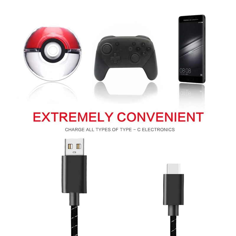 9 футов USB C нейлоновый Плетеный зарядный кабель для Xbox One Elite2 для nintendo Switch Pro контроллер для samsung Google Pixel MacBook S
