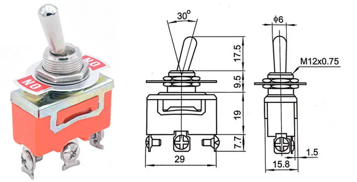 Interruttore 3 Posizioni 6 Pin Interruttore A Bilanciere DPDT 6 Pin 3 Posizioni - 250V/15A AC O 125V/20A AC, Per Circuiti 12V DC Dredge Switch - Foto 5