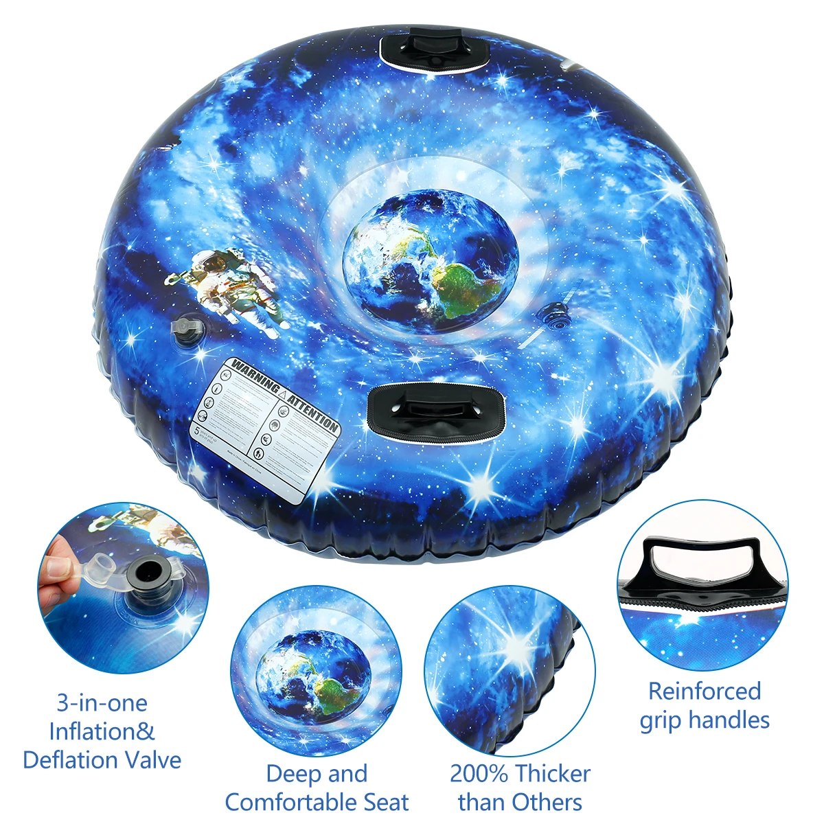 Snow Toy Winter Inflatable Ski Circle Inflatable Sled With Handle Durable Children Adult Snow Tube Skiing Thickened Floated Sled