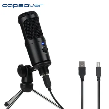 

capsaver USB Microphone Tabletop Studio Mic Condenser with Tripod Holder Portable for Computer Laptop PC Recording Singing