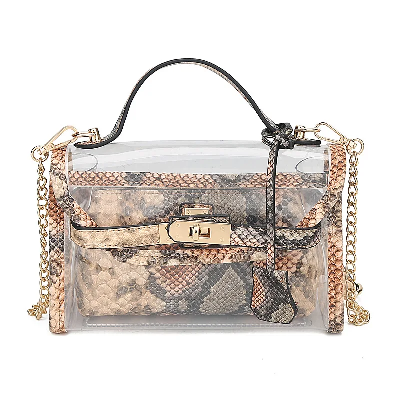 clear snakeskin bag